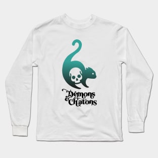 Démons&Chatons logo / turquoise and black Long Sleeve T-Shirt